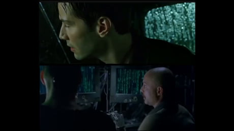 Dans cette scène du premier Matrix la pluie sur les vitres ressemble au code de la Matrice
