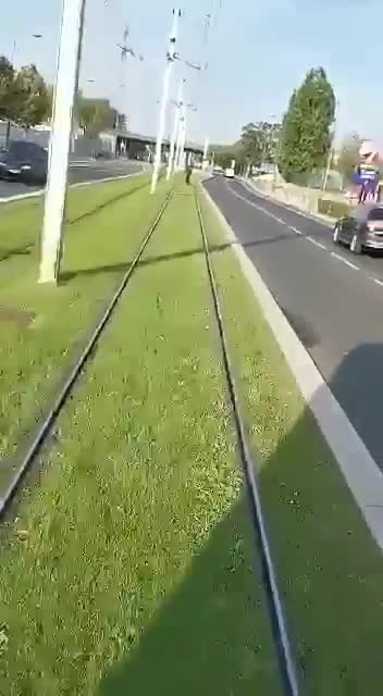 Un cycliste se fait klaxonner par un tramway (et il est pas content)