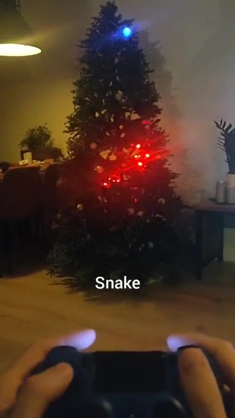 Il a installé Snake sur son sapin de Noël