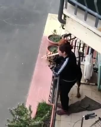 Une Italienne joue de la flûte sur son balcon (Coronavirus)