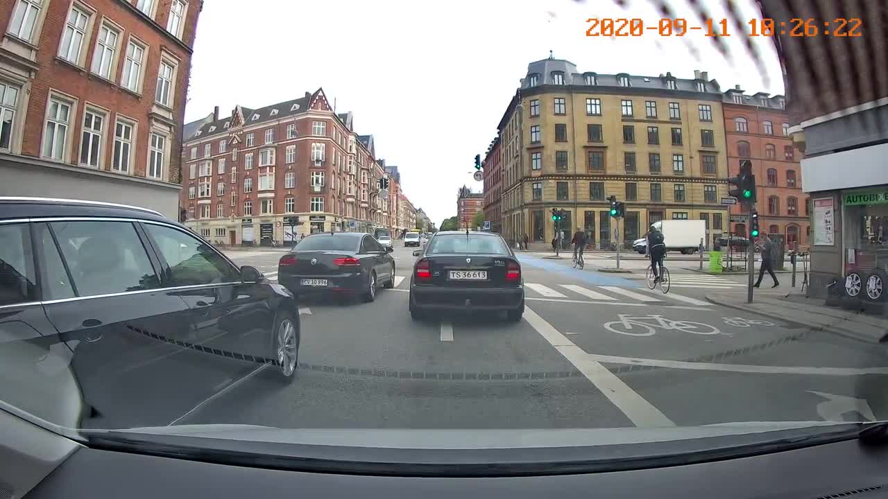 Un cycliste se fait renverser Ă une intersection (Copenhague)