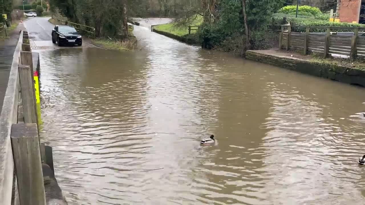 Un Régis anglais tente de traverser des inondations avec un Jaguar-F