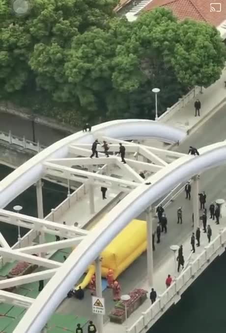 Une femme suicidaire joue au chat sur un pont