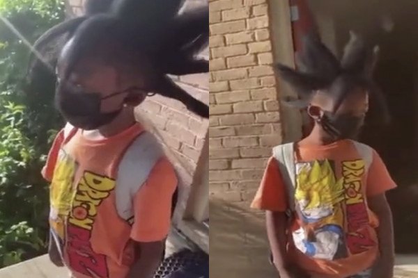 Un garçon demande à sa mère la coiffure de Son Goku