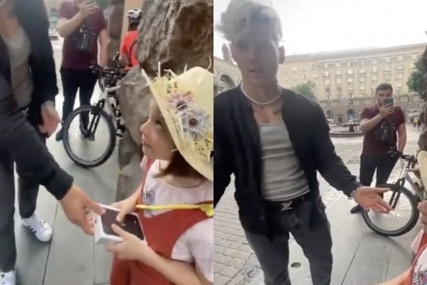 Un influenceur donne un iPhone à une petite fille et le reprend après avoir filmé (Ukraine)