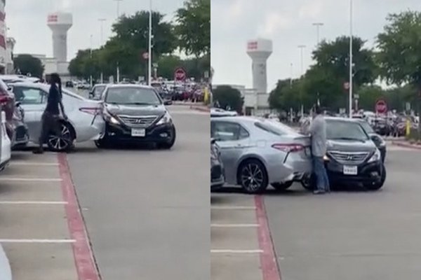 Une automobiliste s'embrouille en sortant d'un parking