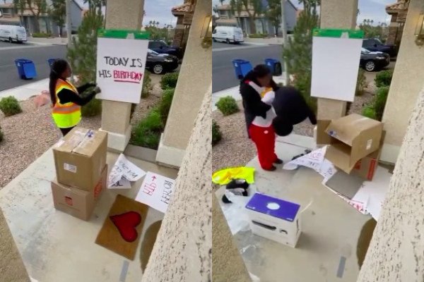 Avec l'aide d'une livreuse de colis, une mère organise une surprise pour l’anniversaire de son fils