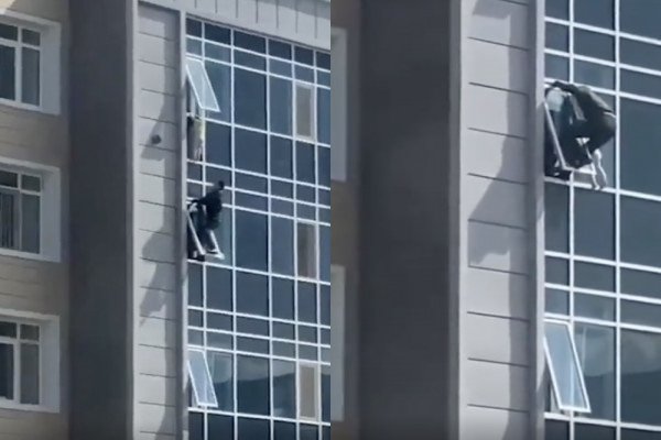 Un homme grimpe sur les fenêtres d'un immeuble pour sauver une petite fille de trois ans