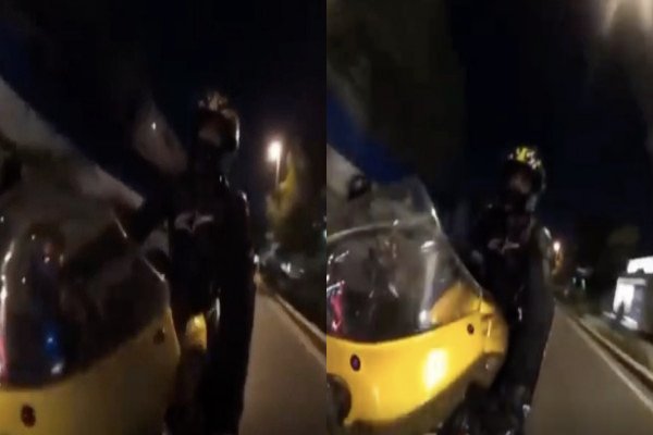 Deux voleurs à moto vs. Un motard sur une Suzuki 1000cc