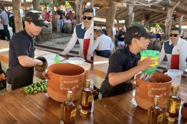 Un homme commande un cocktail pour lui et ses potes