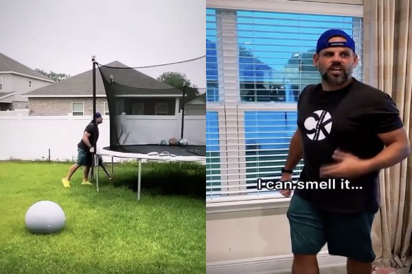 Un père de famille prépare sa maison à l'arrivée d'une tempête