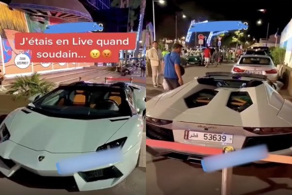 Un rageux crache sur une Lamborghini (Juan-les-Pins)