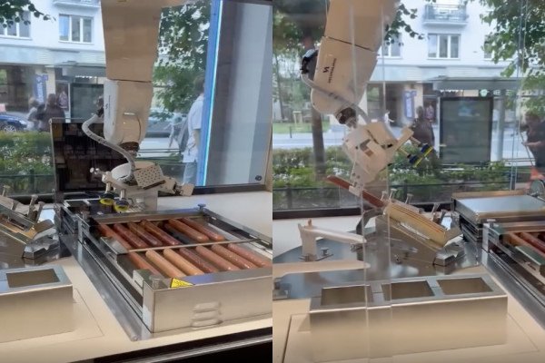 Un robot fait un hot-dog