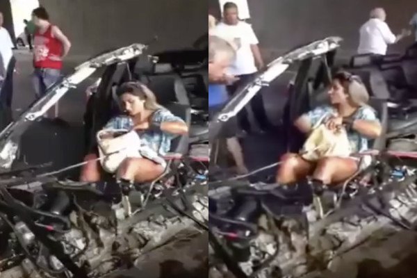 En état de choc, elle se maquille après un terrible un accident de voiture