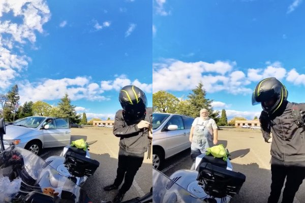 Un motard reçoit un compliment, la suite est mignonne